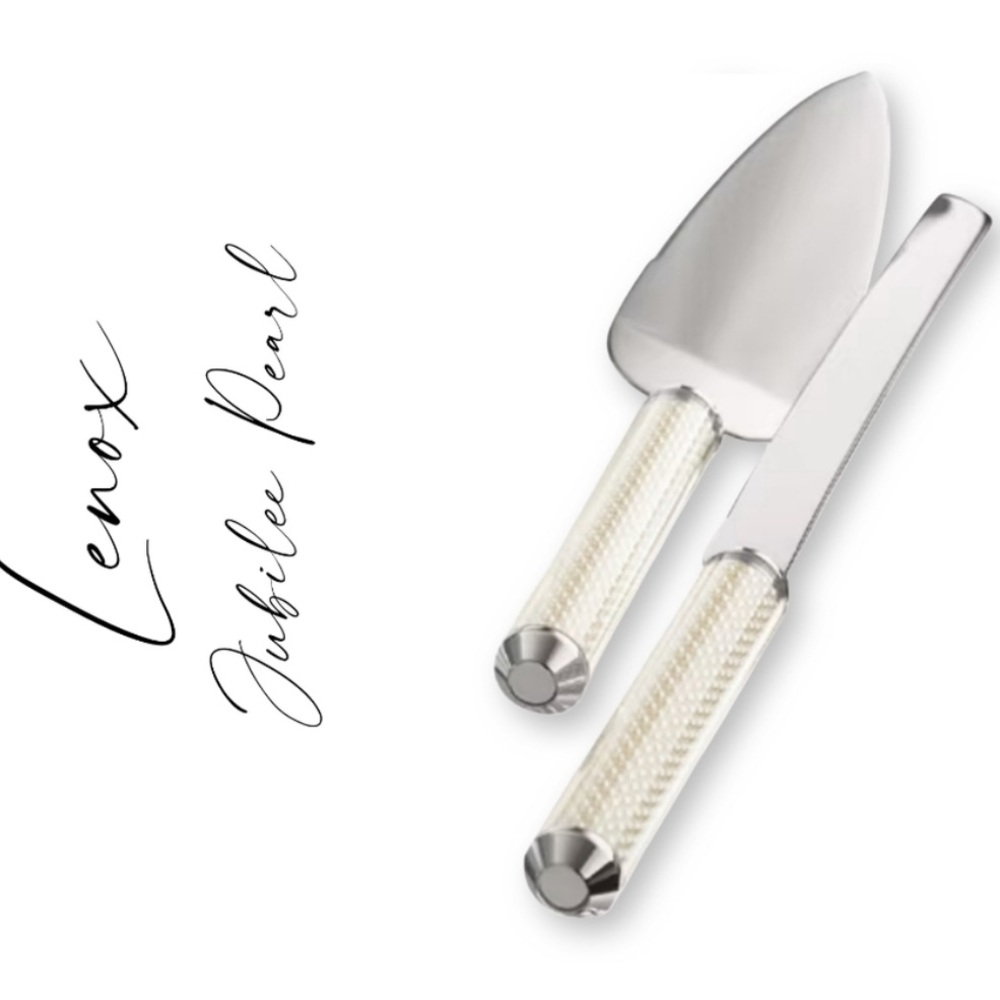 Lenox Jubliee Pearl Dessert stainless steel cake, serving knife set.